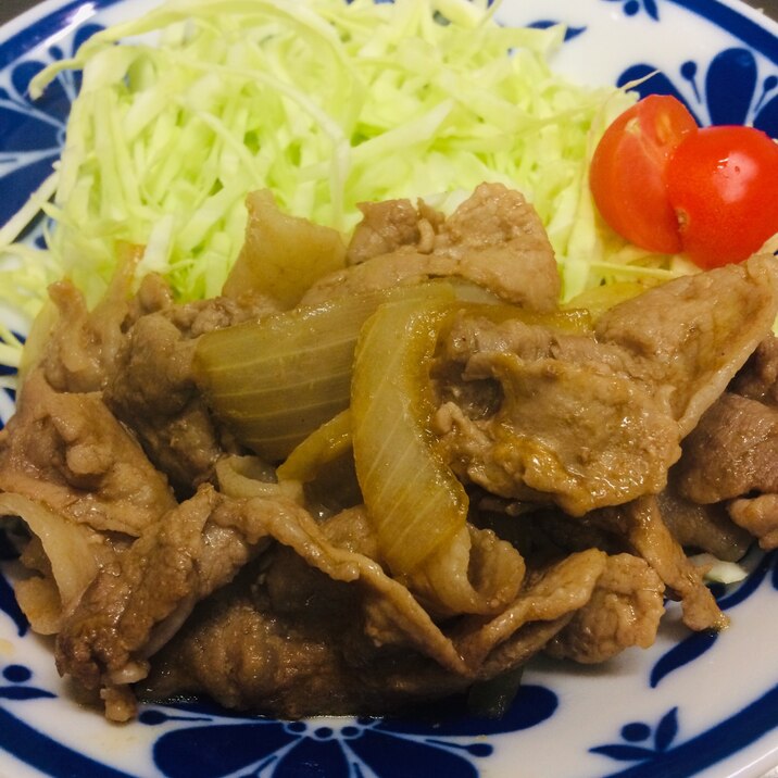 豚こま肉と玉ねぎ炒め